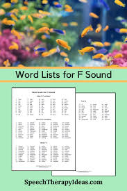 Word Lists For F Sound Language Therapy Activities Word List Sound Words