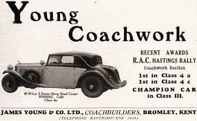 1933 advertisement for james young of bromley motor sport coach builders class c young
