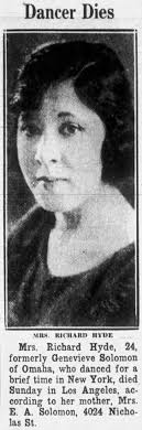 Genevieve Marion “Jennie Gene” Solomon Hyde (1899-1932): homenaje de Find a  Grave