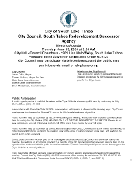City of South Lake Tahoe City Council, South Tahoe Redevelopment Successor  Agency
