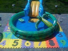 Parenthacks Kiddie Pool On The Patio Use The Foam Letter Number Pads Kiddie Pool Toddler Swimming Pool Outdoor Kids Play Area