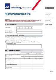 It outlines items like your deductible, coverage, discounts, and more. Health Declaration Form Axa Life Insurance Singapore
