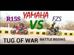 Yamaha R15s Vs Yamaha Fzs Tug Of War Battle Begins Tug Of War Tug War