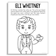 Bible coloring book pages the story creation great creation. Eli Whitney Inventor Coloring Page Craft Or Poster Stem Technology History
