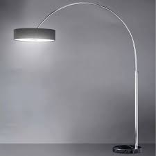 Schirm Bogen 2050mm Modern Stoff Schwarz Chrom Textil Stand Bogenlampe Bogenleuchte Schirmlampe Schirmleuchte Standlampe Standleuchte Stehlampe Stehleuch