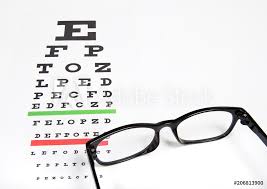 Photo Art Print Eye Glasses On Eyesight Test Chart