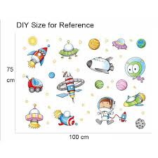 Space Wallpaper 17kw Removable Kids Wallpaper Astronauts And Kids In Ufo Removable Wallpaper Home Decor Wall Decor Deshpandefoundationindia Org