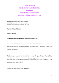 Teks ucapan pengetua jom ke sekolah. Https Www Mbsp Gov My Ydp Ucapan 2017 Korporat Mei Pdf