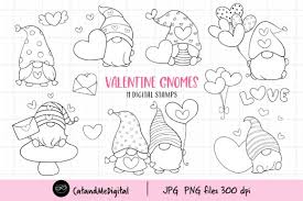 And, friends, this simple paper gnome craft project is perfect for valentine's day decorating and crafting! Valentine Gnome Digital Stamp Clipart Graphic By Catandme Creative Fabrica