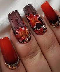 Uberchic Nail Stamp Plates 2019 With Leaves Design Thanksgiving Nail Art Fall Nail Art Designs Fall Nail Designs