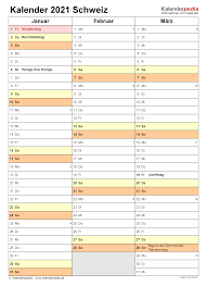 Als jahresübersicht im taschenkalender, als bürokalender für die schreibunterlage oder an die wand gepinnt zum einsatz kommen und erleichtern somit ihre. Kalender 2021 Schweiz Zum Ausdrucken Als Pdf