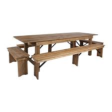 Shop Black Friday Deals On Flash Furniture Hercules Series 9 X 40 Antique Rustic Folding Farm Table And 4 Bench Set Overstock 28455257