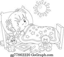Vector Art Girl Waking Up Clipart Drawing Gg77947875 Gograph