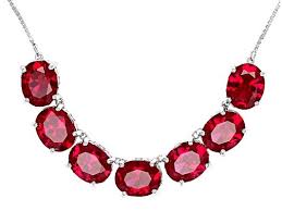 13 98ctw Oval Lab Created Ruby Sterling Silver Necklace Necklace Silver Necklace Jtv Jewelry