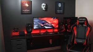 Video game room ideas, game room setup, gaming setup for bedroom, pc game setup, gaming console room setup, entertainment room, men's cave, boy's cave, video game themed room. Insane Red And Black Horror Theme Setup Setup Spotlight Youtube