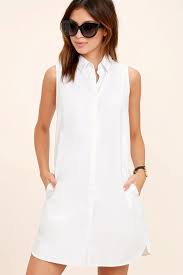 Shop over 5,400 top white sleeveless dress and earn cash back all in one place. Chic White Dress Shirt Dress Button Up Dress White Collared Dress 43 00 Lulus