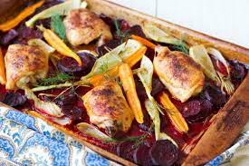 One Pan Citrus Beets Roasted Chicken Recipes To Nourish