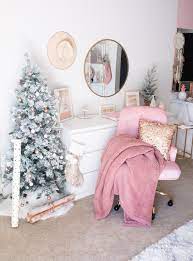 Holiday Home Office Tour A Pink Christmas Love Jen Marie Pink Christmas Bedroom Holiday Room Decor Christmas Room Decor