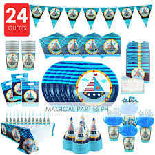 Place a star or anchor shaped paper stencil on the cookie, then use a paint brush to paint the white icing onto the cookie. 238 Pcs All In Package Nautical Party Supplies Tableware And Birthday Needs For 24 Guests Shopee Philippines