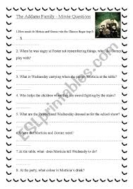We may earn commission from links on this page, but we only recommend products we back. The Addams Family Movie Quiz Questions Esl Worksheet By Fickle