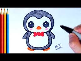 Where the space is on the head add a short pointed beak. How To Draw Cute Penguin Step By Step Tutorial For Kids Youtube