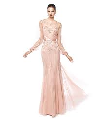 Abito da donna elegante, in chiffon, linea a, con paillettes, abito da sera lungo da damigella d'onore. Pronovias 2015 Sposalicious