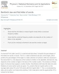 See who made what calls. Integrated Science Lab On Twitter Benford S Law And First Letter Of Words In Physica A Statistical Mechanics And Its Applications By Xiaoyong Yan Seong Gyu Yang Beom Jun Kim And Petter Minnagen One