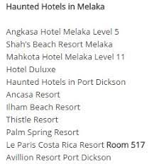 Consulter les commentaires sur cet hébergement et comparer les prix des centrales de réservation. Teamrayamelaka On Twitter Ok Ni Senarai Hotel Berhantu Kat Melaka Aku Amik Kat Google Mana Dia Buat Research Dapat Sumber Tak Tahu Lah