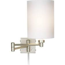 Check spelling or type a new query. Possini Euro Design Modern Swing Arm Wall Lamp Cord Cover Brushed Nickel Plug In Light Fixture White Cotton Cylinder Shade Bedroom Target