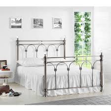 Simple wood posts with a warm cherry finish have sleek lines and ball finials for a casual, contemporary look. Shanghai Metal Bed By Birlea Luxury Bedroom Ideas Silver Metal Bed Frame White And Silver White Metal Bed Wrought Iron Bed Frames Metal Bedroom Furniture