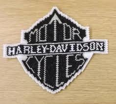 Alpha friendship bracelet pattern #15227 added by cendrillon. Beaded Harley Davidson Patch Black White