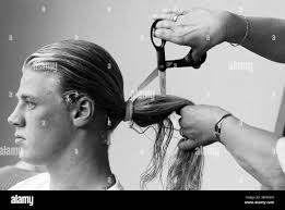 Hair tied in a ponytail Black and White Stock Photos & Images