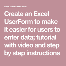 Create An Excel Userform To Make It Easier For Users To Enter Data Tutorial With Video And Step By Step Ins Excel Tutorials Excel Spreadsheets Templates Excel