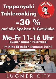 Be the first to review this restaurant. Lugner City Teppanyaki Tablecooking 30 Auf Alle Speisen Getranke Mo Fr 11 16 Uhr Ausgenommen Feiertage Im Kino Et Neben Running Sushi Facebook