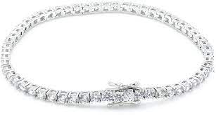 Diamond tennis bracelet in gold (4mm) $99. Amazon Com Unisex 3mm Real Solid 925 Sterling Silver Tennis Chain Cz One Row Choker Necklace 16 24 Bracelet 6 5 8 Anti Tarnish Bracelet 6 5 Clothing