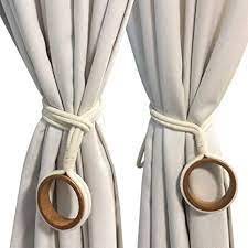 Stylish trendy cotton curtain tiebacks. Amazon Com Chictie Curtain Tiebacks Beige White Curtain Rope Tieback Decorative Curtain Holdbacks Farmhouse Drapery Holdback Wood Ring Handmade Design Kitchen Dining