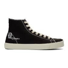 Maison martin margiela's iconic tabi boots. Maison Margiela Tabi Split Toe Canvas High Top Trainers In T8013 Black Modesens
