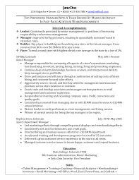 retail manager sample resume