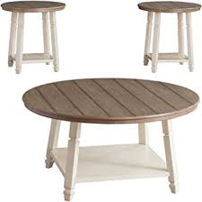 Buy coffee and end table sets at macys.com! Amazon Com Signature Design By Ashley Bolanbrook Farmhouse Occasional Coffee Table Set Of 3 Brown Wood Antique White Furniture Decor