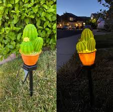 Cactus Solar Lights Patio Yard Garden Decor Stake Decorative Etsy Solar Garden Stakes Solar Lights Garden Decor