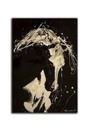 Horse Painting Original Black And White Acrylic Art White Horse Running Black Horse Interesting Art Horse Painting Art Painting