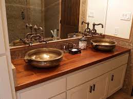 This easy diy is the perfect way to add farmhouse style to your bathroom on a budget! Teak Wood Countertop Photo Gallery Wood Countertops Wood Bathroom Bathroom Countertops