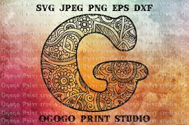 Download Alphabet Letter G Svg Initial Svg Zentangle Svg Mandala Svg By Ogogo Print Thehungryjpeg Com