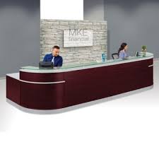 A reception desk is a meeting and greeting space between two people, usually a visitor or customer and a receptionist who is a representative of a company. Esquire Double Glass Top Reception Desk 189 W X 63 D By Nbf Signature Series Nbf Com