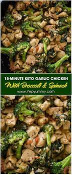 15 Minute Keto Garlic Chicken With Broccoli And Spinach Yep Yummy Recipe Broccoli Recipes Healthy Chicken Recipes Boneless Chicken Broccoli