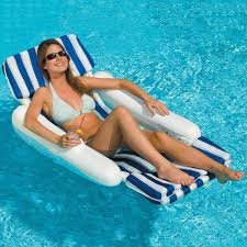 The Swimline Sunchaser Is A Padded Woven Vinyl Pool Lounge Supported By A Molded Frame With Pontoon Armrests And Pool Lounger Pool Lounge Swimming Pool Floats