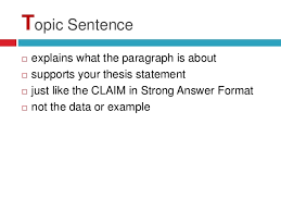 What is a good topic sentence for body paragraph? Writing Good Body Paragraphs