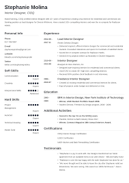 Interior Design Resume Example Template Simple Interior Design Resume Resume Design Resume Examples