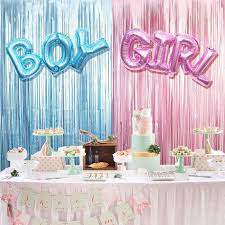 Twinkle twinkle little star gender reveal party supplies baby shower decorations baby blue pink paper lanterns pink blue gold star garland for pink blue decorations/gender reveal decorations. Baby Shower Decoration Pink Blue Fringe Curtain And Boy Girl Foil B Theme My Party