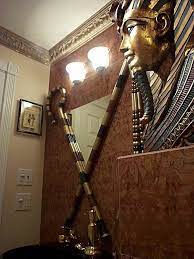 The application of this egyptian themed to your room will make you feel living in your own dynasty. Egyptian 1 2 Bathroom Egyptian Home Decor Egyptian Theme Egyptian Room